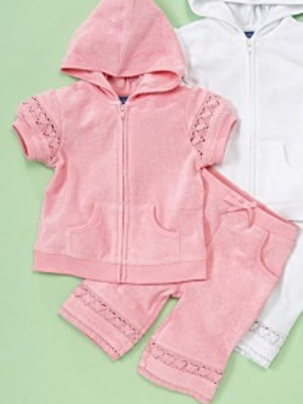 Greendog - Girls' 2-Pc Ribbon Pink Terry Hoodie Set
